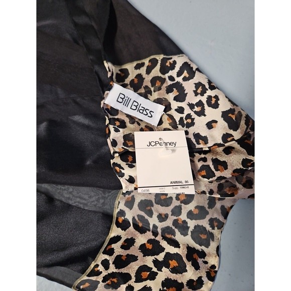 Nwt Bill Blass Vintage 100% Silk Black Cheetah Print Rectangular Scarf 52 X 12 - Picture 6 of 7